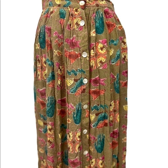 Vintage Adini Rayon Gauze Midi Skirt Button Front. - Picture 4 of 9